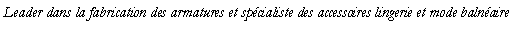 Zone de Texte: Leader dans la fabrication des armatures et spcialiste des accessoires lingerie et mode balnaire